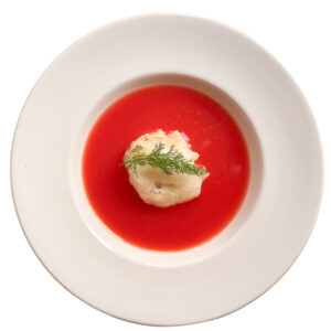 Italian-style tomato gazpacho with ricotta mousse