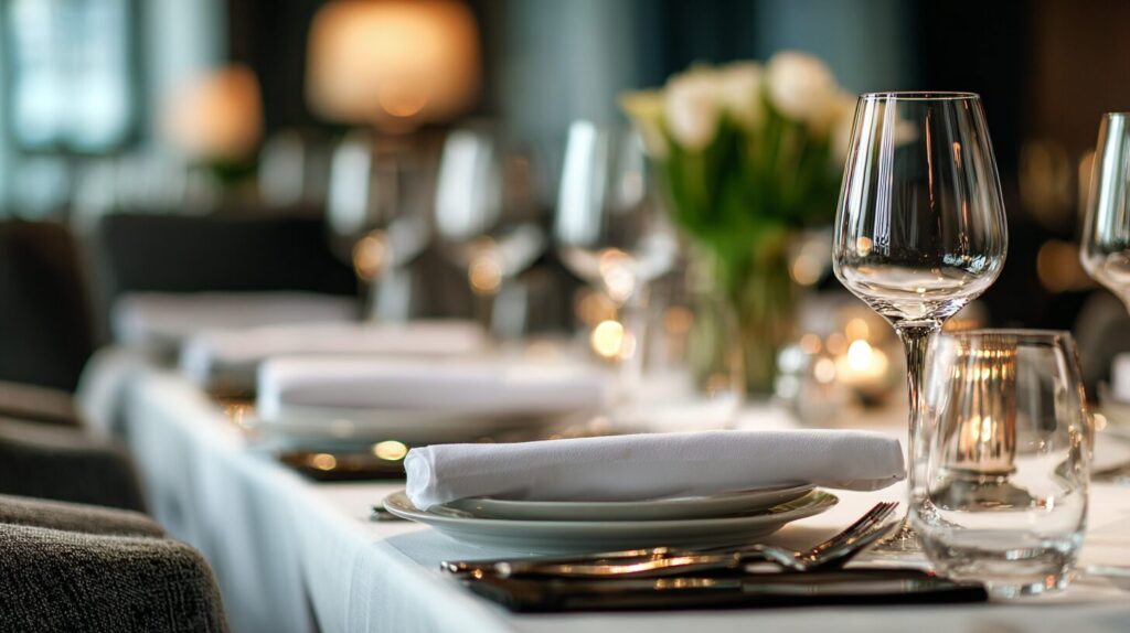 Fully set dining table (AI generated)